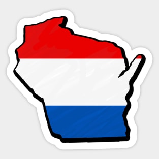 Red, White, and Blue Wisconsin Outline Sticker